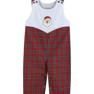Lil Cactus Baby Boy Red Christmas Plaid Santa Yoke Overalls Size 6-12 M NEW